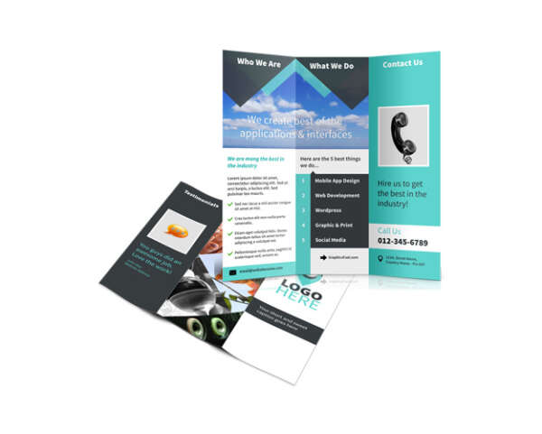 Custom Front Back 8.5 x 14 Brochures with Foling